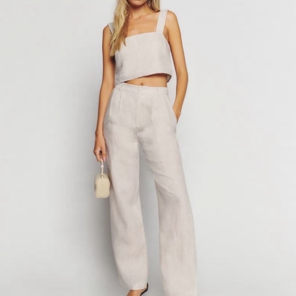 Reformation Olivia Linen Set in Oatmeal